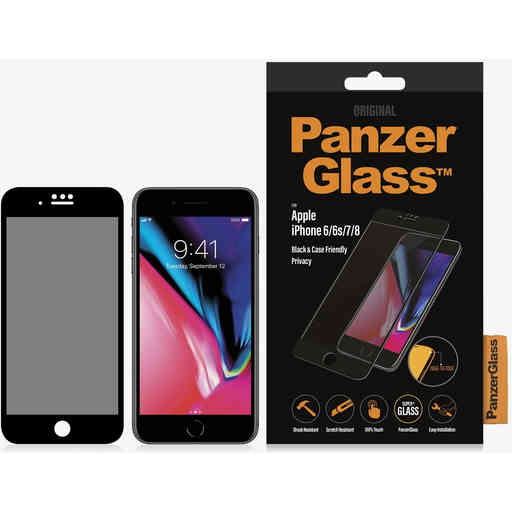 PanzerGlass Apple iPhone 6/6S/7/8/SE (2020/2022) Privacy Black Case Friendly Super+ Glass