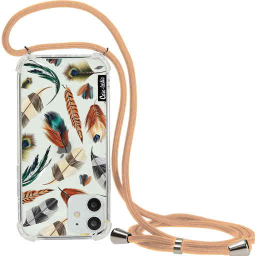 Casetastic Lanyard Case Apple iPhone 12/12 Pro Nude Cord - Feathers Multi