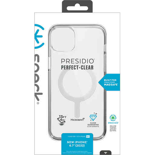 Speck Presidio Perfect Clear + MS Apple iPhone 14 Plus/15 Plus Clear - with Microban