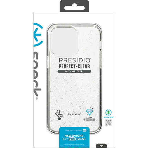 Speck Presidio Perfect Clear Glitter Apple iPhone 14 Pro Max Clear / Gold Glitter - with Microban