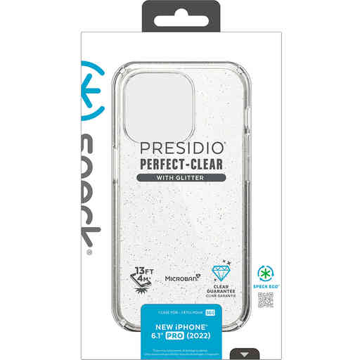 Speck Presidio Perfect Clear Glitter Apple iPhone 14 Pro Clear / Gold Glitter - with Microban