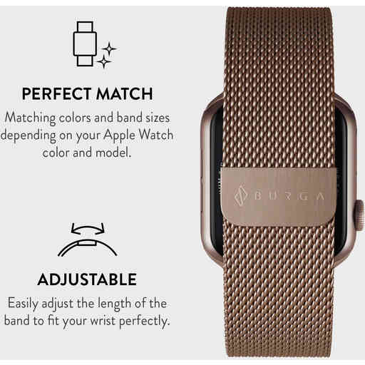 Burga Apple Watch Band Metal Mesh Rose Gold 42mm / 44mm / 45mm