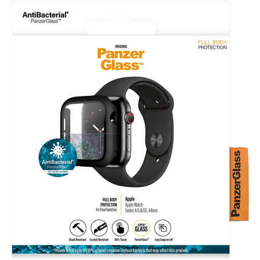 PanzerGlass Full Body Apple Watch 4/5/6/SE (44 mm) - Black Anti-Bacterial