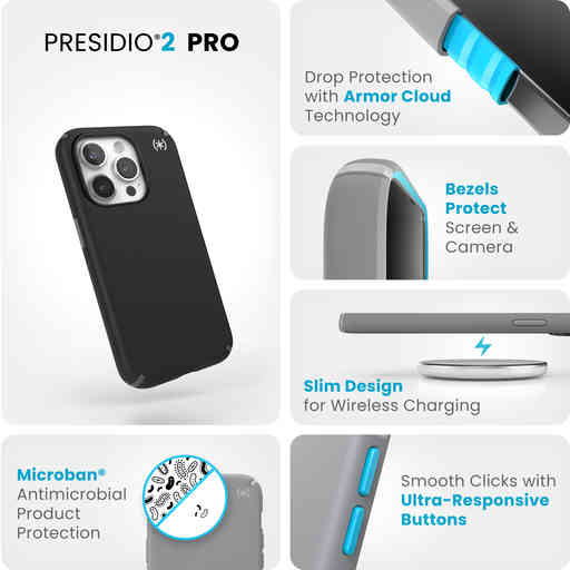 Speck Presidio2 Pro Apple iPhone 15 Pro Black -  with Microban