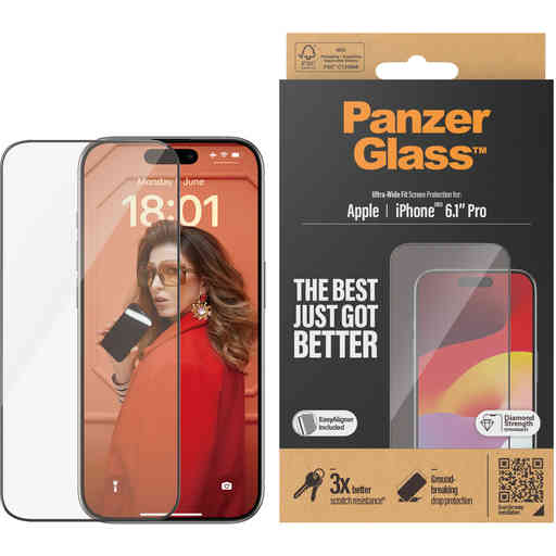 Panzerglass Apple iPhone 15 Pro - Ultra-Wide Fit with EasyAligner