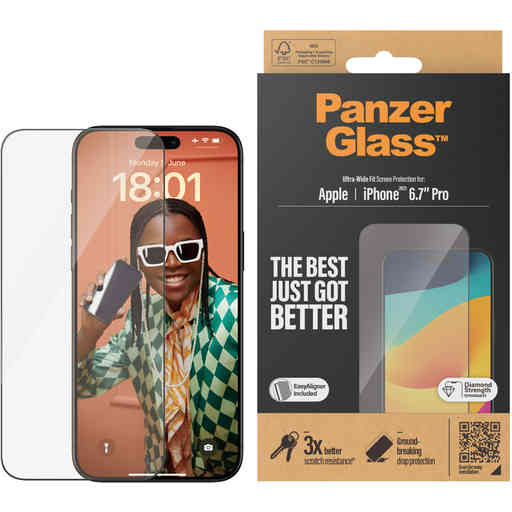 Panzerglass iPhone 15 Pro Max - Ultra-Wide Fit with EasyAligner