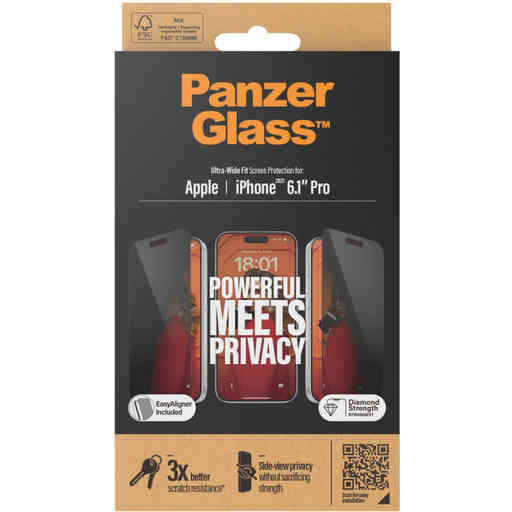 Panzerglass iPhone 15 Pro-Ultra-Wide Fit Privacy with EasyAligner