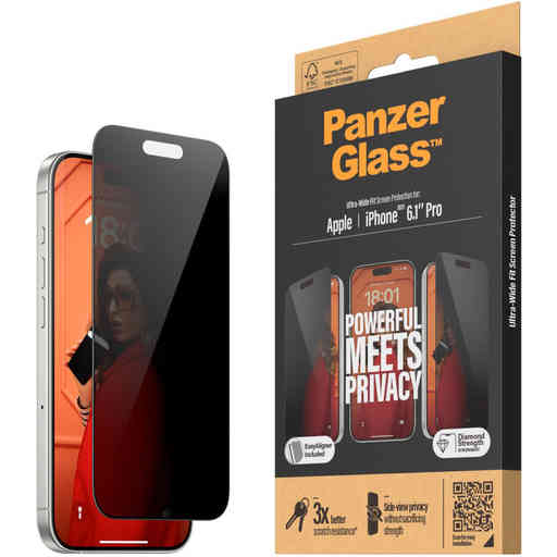 Panzerglass iPhone 15 Pro-Ultra-Wide Fit Privacy with EasyAligner