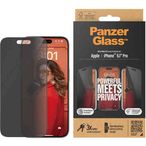 Panzerglass iPhone 15 Pro-Ultra-Wide Fit Privacy with EasyAligner