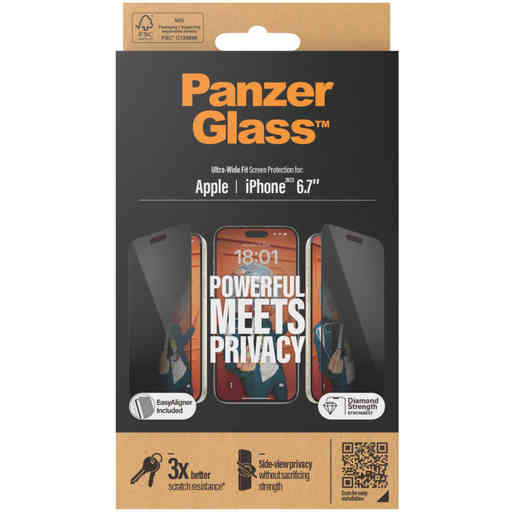 Panzerglass iPhone 15 Plus - Ultra-Wide Fit Privacy with EasyAligner