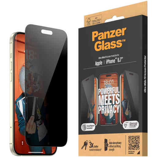 Panzerglass iPhone 15 Plus - Ultra-Wide Fit Privacy with EasyAligner