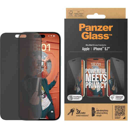 Panzerglass iPhone 15 Plus - Ultra-Wide Fit Privacy with EasyAligner