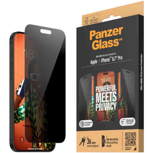 PanzerGlass Apple iPhone 15 Pro Max - Ultra-Wide Fit Privacy with EasyAligner