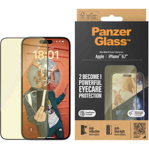 PanzerGlass Apple iPhone 15 Plus Anti-Reflective & Anti-Bluelight UWF with EasyAligner