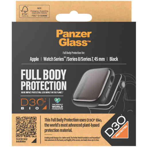 PanzerGlass Full Body Apple Watch 9/8/7 45 mm - Black with D3O