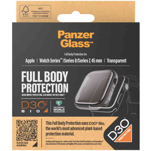 PanzerGlass Full Body Apple Watch Series 9/8/7 45 mm - Clear with D3O