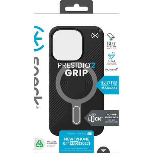 Speck Presidio2 Grip + ClickLock Apple iPhone 15 Pro Black -  with Microban