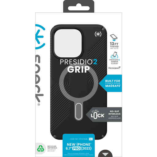 Speck Presidio2 Grip + ClickLock Apple iPhone 15 Pro Max Black -  with Microban
