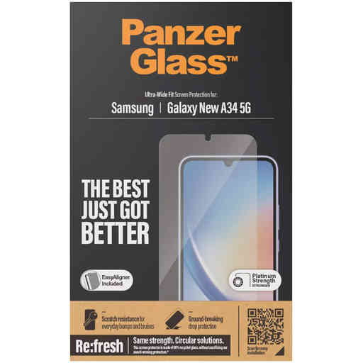 PanzerGlass Samsung Galaxy New A34 5G Ultra-Wide Fit Refresh with EasyAligner