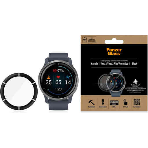 PanzerGlass Garmin Venu 2/Venu 2 Plus/Vivoactive 4 - Black Anti-Bacterial