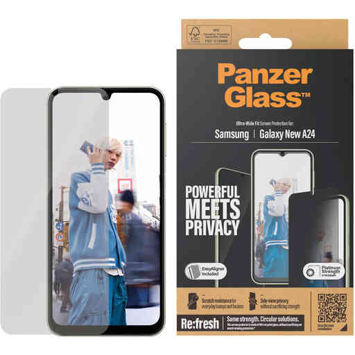 PanzerGlass Samsung Galaxy A25 5G Ultra-Wide Fit Refresh with EasyAligner Privacy