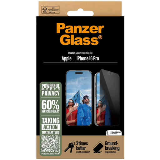 Panzerglass Apple iPhone 16 Pro - Ultra-Wide Fit Privacy Glass