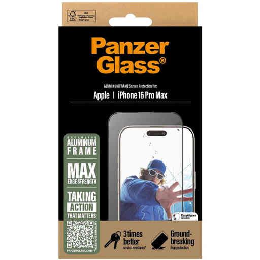 Panzerglass Apple iPhone 16 Pro Max - Ultra-Wide Fit with Aluminum Frame