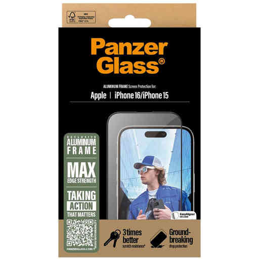 Panzerglass Apple iPhone 16/15 - Ultra-Wide Fit with Aluminum Frame