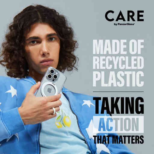 CARE by PanzerGlass Feature Case Transparent w. Black Kickstand & MagSafe iPhone 16