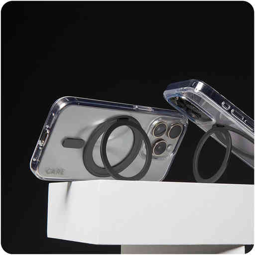 CARE by PanzerGlass Feature Case Transparent w. Black Kickstand & MagSafe iPhone 16