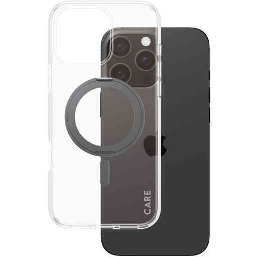 CARE by PanzerGlass Feature Case Transparent w. Black Kickstand & MagSafe iPhone 16 Pro Max