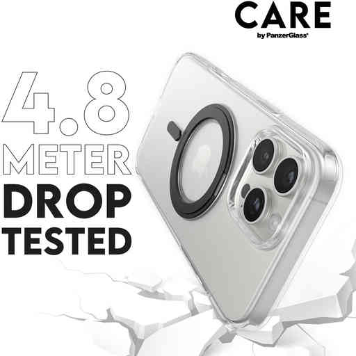 CARE by PanzerGlass Feature Case Transparent w. Black Kickstand & MagSafe iPhone 16 Pro Max