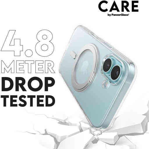 CARE by PanzerGlass Feature Case Transparent w. Silver Kickstand & MagSafe iPhone 16