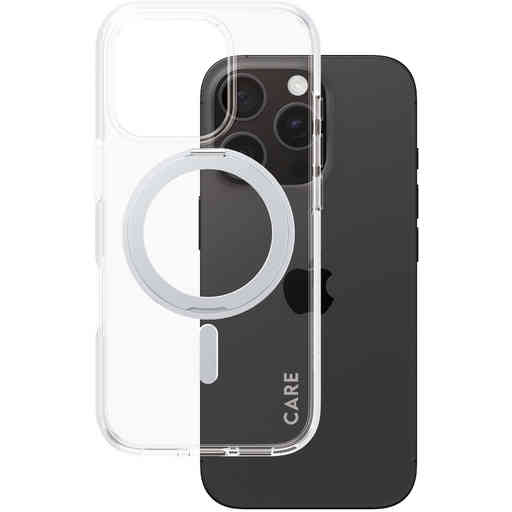CARE by PanzerGlass Feature Case Transparent w. Silver Kickstand & MagSafe iPhone 16 Pro
