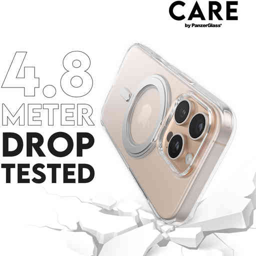 CARE by PanzerGlass Feature Case Transparent w. Silver Kickstand & MagSafe iPhone 16 Pro