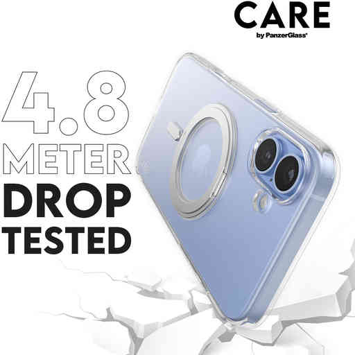 CARE by PanzerGlass Feature Case Transparent w. Silver Kickstand & MagSafe iPhone 16 Plus