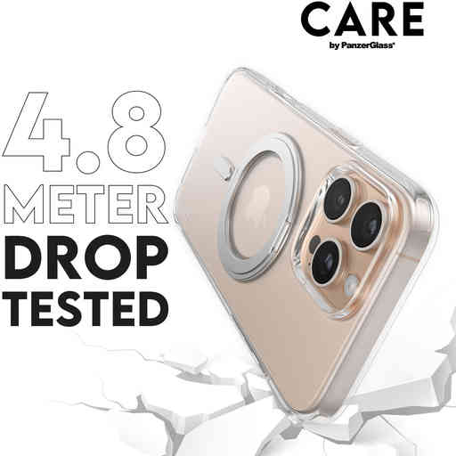 CARE by PanzerGlass Feature Case Transparent w. Silver Kickstand & MagSafe iPhone 16 Pro Max