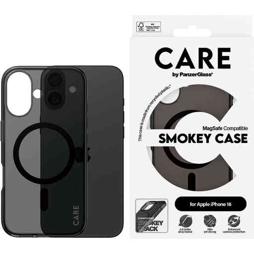 CARE by PanzerGlass Flagship Case Smokey Urban Combat w. Black MagSafe iPhone 16