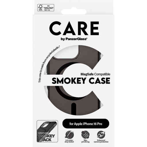 CARE by PanzerGlass Flagship Case Smokey Urban Combat w. Black MagSafe iPhone 16 Pro