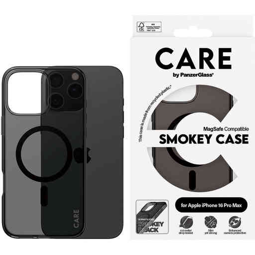 CARE by PanzerGlass Flagship Case Smokey w. Black MagSafe iPhone 16 Pro Max