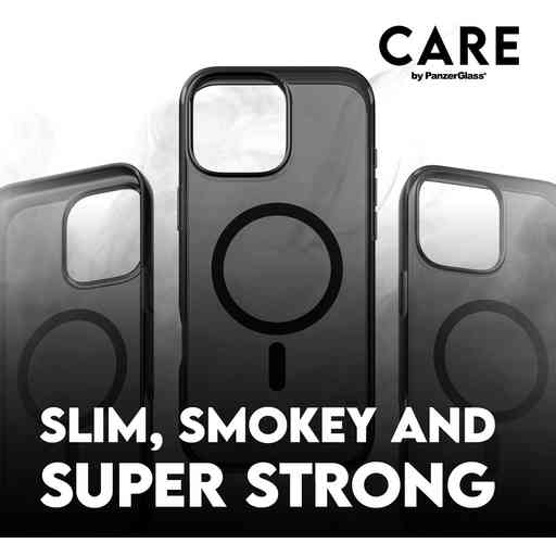 CARE by PanzerGlass Flagship Case Smokey w. Black MagSafe iPhone 16 Pro Max