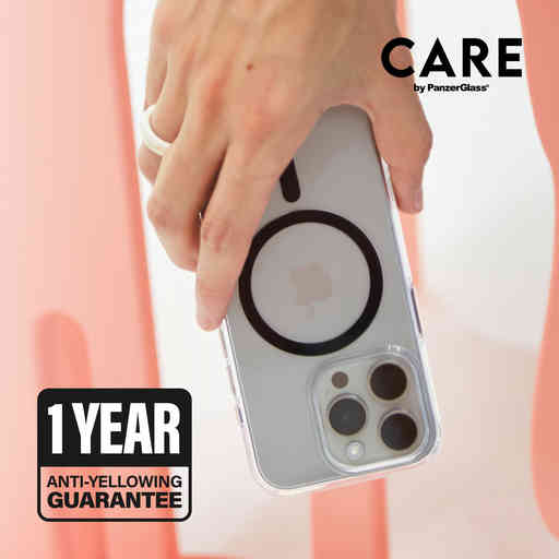 CARE by PanzerGlass Flagship Case Transparent Urban Combat w. Black Frame & MagSafe iPhone 16