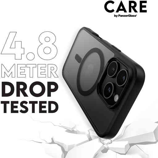 CARE by PanzerGlass Flagship Case Transparent Urban Combat w. Black Frame & MagSafe iPhone 16 Pro