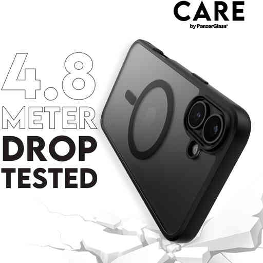 CARE by PanzerGlass Flagship Case Transparent Urban Combat w. Black Frame & MagSafe iPhone 16 Plus