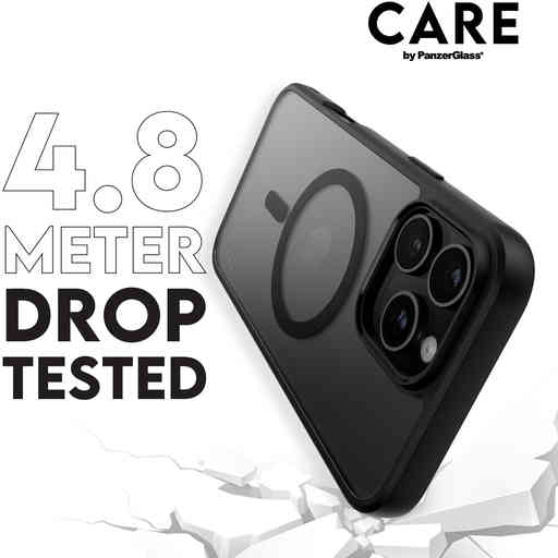 CARE by PanzerGlass Flagship Case Transparent Urban Combat w. Black Frame & MagSafe iPhone 16 Pro Max