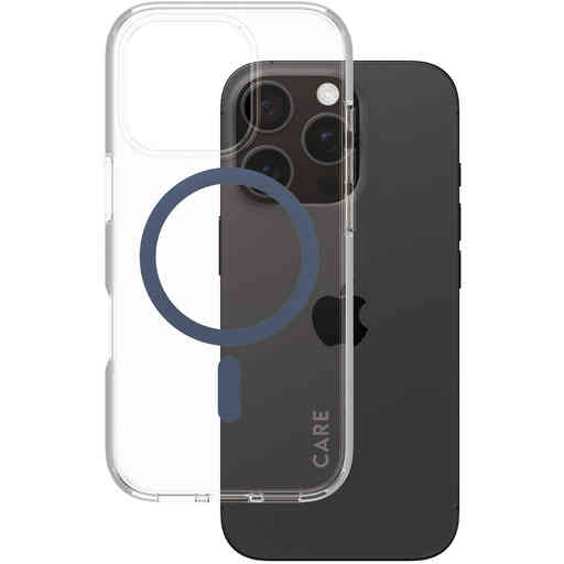 CARE by PanzerGlass Flagship Case Transparent Urban Combat w. Blue MagSafe iPhone 16 Pro