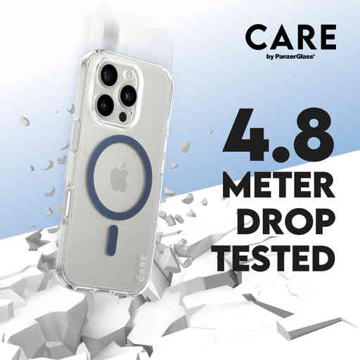CARE by PanzerGlass Flagship Case Transparent Urban Combat w. Blue MagSafe iPhone 16 Pro