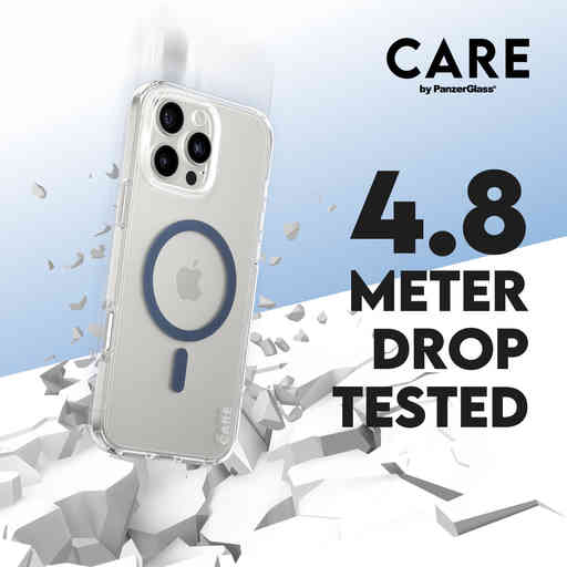 CARE by PanzerGlass Flagship Case Transparent Urban Combat w. Blue MagSafe iPhone 16 Pro Max