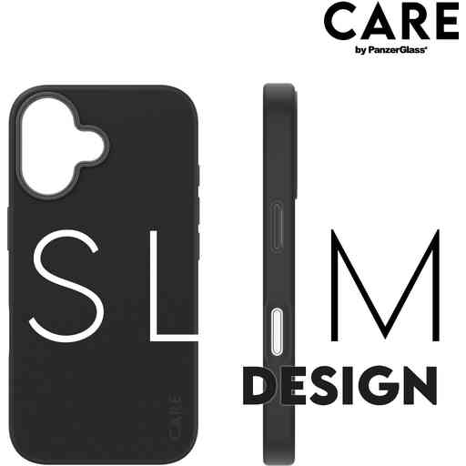 CARE by PanzerGlass Fashionable Case Black w. MagSafe iPhone 16