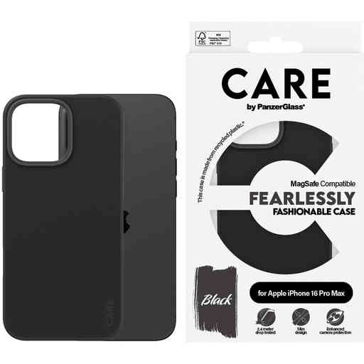 CARE by PanzerGlass Fashionable Case Black w. MagSafe iPhone 16 Pro Max